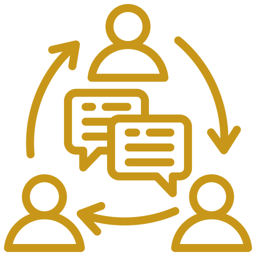 communication Collaborate and refine icon, phase five of the public adjuster marketing process
