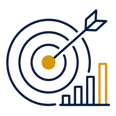 leads Target and growth chart icon, qualified leads for public adjusters